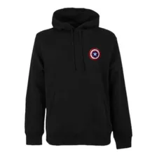 Sudadera Con Gorro Negra Capitan America Bordado