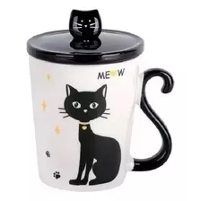 Tazón De Gato Con Mango Cola De Gato +tapa Y Cuchara Mug Cat