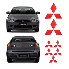Kit Adesivos Mitsubishi Lancer Vermelho Refletivo 7 Peças
