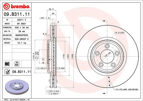 Disco Brembo Jaguar Xk Conv 4.2 Xk8 2007 A 2013 D Pza Foto 2