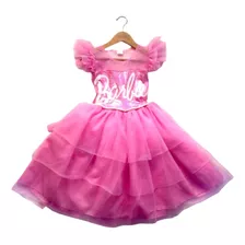 Vestido Barbie Princesa Rosa Perlas