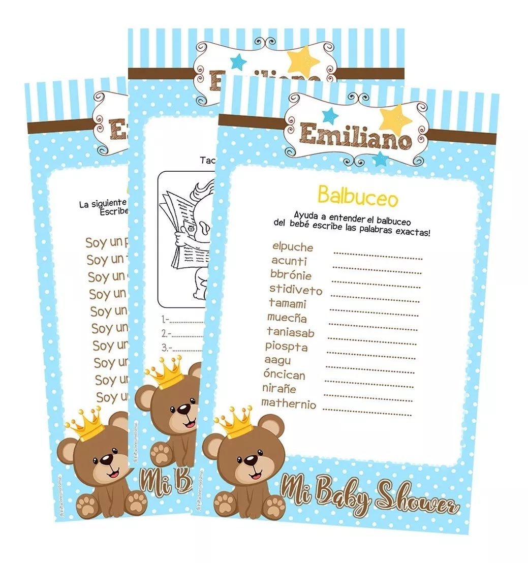 Juegos Baby Shower Osito Corona Personalizados Imprime