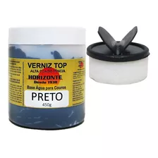 Verniz Top Couro Preto Creme Sapato Bota 450g + Esponja