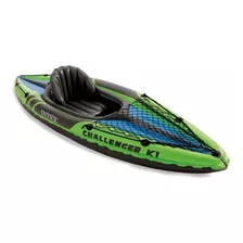 Kayak Inflable Intex Challenger K1 Una Persona Remo Aluminio Color Verde Lima