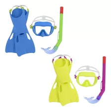 Set De Buceo Snorkel Aletas Niños +3a Bestway 25039 Azul Cts