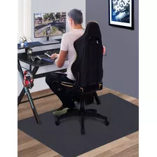 Tapete Preto Protetor Cadeira Gamer Escritório Sala Quarto Comprimento 80 Cm X 100 Cm Desenho Do Tecido Texturizado Largura