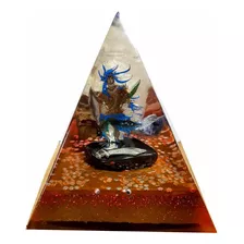 Orgonite Pirâmide Ogum - Sodalita, Olho De Tigre E Hematita