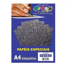 Papel Glitter A4 180gr - Off Paper Cor Preto