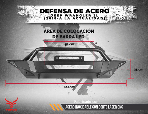 Defensa Bumper De Acero Roca Base Winch Jeep Jl 2018-2024 Foto 6