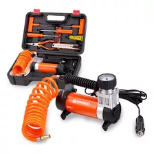 Compresor De Aire Mini A Batería Portátil Daewoo Dw55-p 1l 1hp 12v Naranja/negro/gris