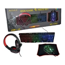 Kit Gamer Aoas 1088 Teclado Mouse Audifonos Mousepad