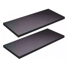 Kit 02 Prateleiras 25mm Flutuantes 100x25 Mdf Preto 100x25cm