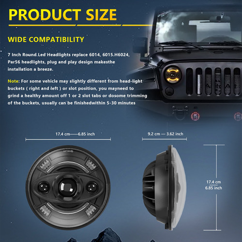 Par 7'' Faros Delanteros Led H4 Halo P/wrangler Jeep Vocho Foto 10