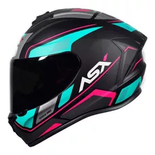 Capacete Asx Draken Wind Fosco Tiffany/ Pink + Viseira Fumê