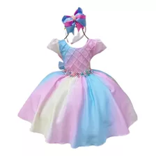 Vestido Infantil Colorido De Festa Dlu Com Saiote