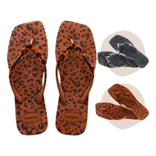 Chinelo Havaianas Slim Square Animal Print Onça Quadrada