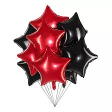 5 Balão Estrela Preto + 5 Balão Estrela Vermelho 45cm Festa 