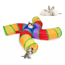 Brinquedo Cat Túnel Para Gato Com 4 Saídas Dobrável + Bolsa