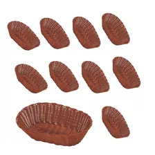 Kit 15 Mini Cestas Oval 18 Cm P/ Pães Salgados Frutas Marrom