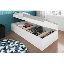 Cama Solteiro Baú Branco S/colchao