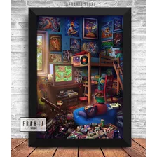 Quadro Decorativo Super Nintendo Mega Drive Retrô Game A4