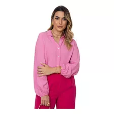 Camisa Feminina Manga Longa Maxi Oversized Viscolinho