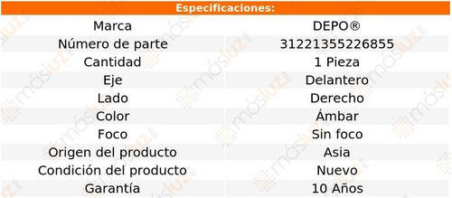 Cuarto Derecho mbar S/foco Oldsmobile Bravada 91/94 Depo Foto 4