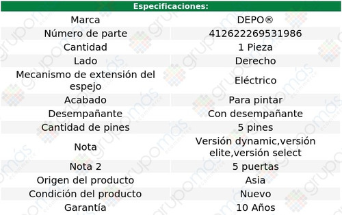 1 Espejo Der Elect P/pintar C/desemp 5 Pines Audi Q5 18-21 Foto 2