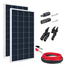 Kit 2xpainel Placa Energia Solar 155w Cabos E Conectores Mc4