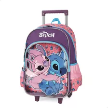 Mochila Carrinho Infantil Disney Stitch Ohana Roxo Luxcel