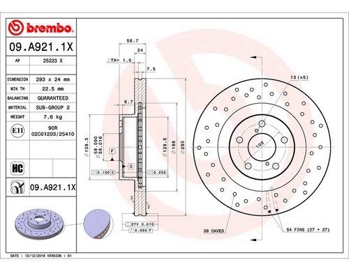 Par Discos Brembo Subaru Impreza Wrx 2008-2012 Delantero Foto 2