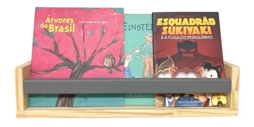Prateleira Livro Infantil Montessori Em Pinus - 60cm