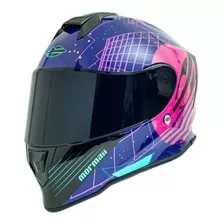 Capacete Mormaii Fechado Integral M1 Starry Grafismo Cor Azul/rosa Tamanho Do Capacete 58