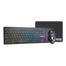 Kit Teclado Mouse Gamer Km-7628 Rgb Steampunk+mod734+pad Fxx