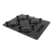 Cooktop Fogatti À Gás Fgt 4b Vidro Preto Flange Esmaltada Bivolt