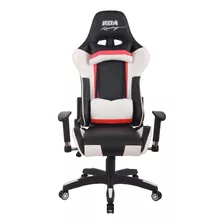 Silla De Escritorio Koa Racing Gam720 Gamer Ergonómica Negra Y Blanca Con Tapizado De Cuero Sintético