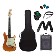 Kit Guitarra Tagima Tg500 Strato Caixa Amplificada Acessório