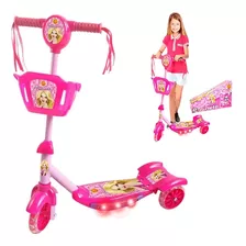 Patinete Infantil Rosa 3 Rodas Som Luz E Cestinha Dm Toys