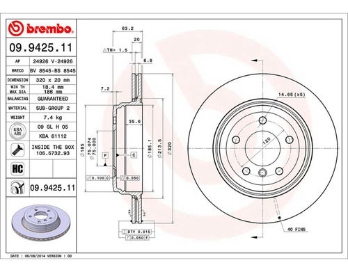 Rotor Freno Izquierdo O Derecho Trasero 530i 04/07 Brembo Foto 2