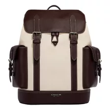 Mochila Coach Hudson Backpack Urbana / Escolar Con Compartimento Para Laptop Marrón - Sin Genero - De Piel Y Lona Granulada - 100% Original Y Nueva 