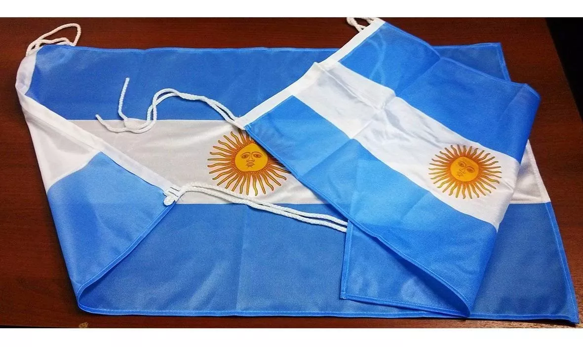 40 Banderas Argentinas 30x45cm Sol Oficial Refuerzo Y Sogas
