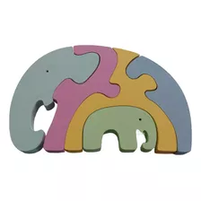 Juego Didáctico Rompecab. Elefante Madera Waldorf Montessori