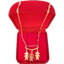 Corrente + Pingente 3 Meninas Banhado Ouro 18k Super Oferta