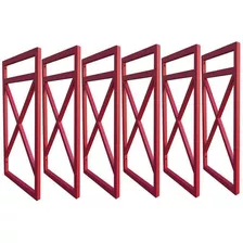 Seis Suporte Para Prateleira Estilo Industrial Cor Vermelho