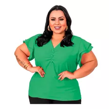 Blusa Feminina Plus Size Tamanho Grande Com Botão Gg G1 E G2