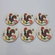 Coleção 6 Porta Copo Portugal Galo De Barcelos Cortiça