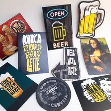 Kit Com 9 Placas Decorativas Em Mdf - Bebidas Retrô Bar 