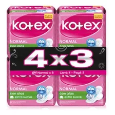 Kotex - Toalla Fem - Normal - 8 Un - Pck 4 X 3