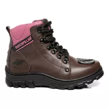 Bota Motociclista Coturno Cat Feminina Caterpillar Em Couro!