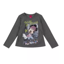 Blusa Feminina Infantil Manga Longa Minnie Fashion Disney